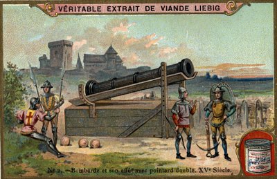 Bombarde and its watch with double pointard. 15th century. Chromo Liebig. by Unknown artist