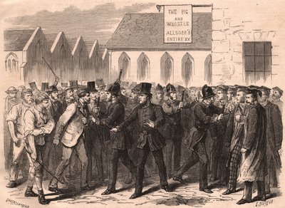 Brawl between the University of Oxford students and workers in a street of Oxford, England by Unknown