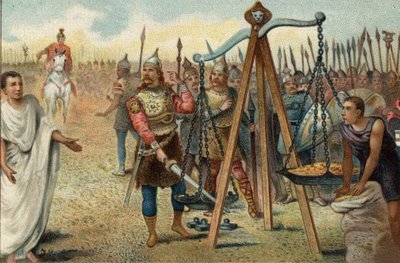 Brennus Putting His Sword in the Balance, 390 BC. Faced with the Resistance of the Romans, Brennus Agreed to Deal with the Roman Military Tribune Quintus Sulpicius. by Unknown artist