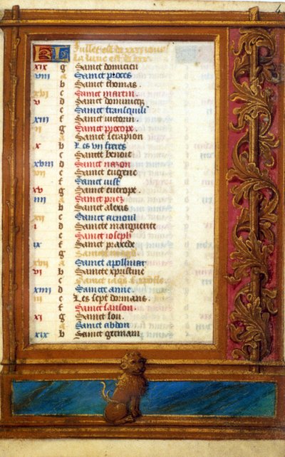 Calendar of the month of July with the sign of the Lion - Miniature of the Middle Ages by Unknown artist
