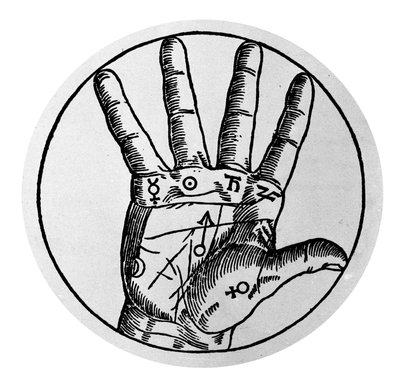 Chiromancy and Divinatory Prediction: Representation of the Different Lines of the Hand by Unknown artist