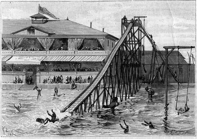 Coaster in Bridgeport, Connecticut, USA. Engraving from 1888 by Unknown artist