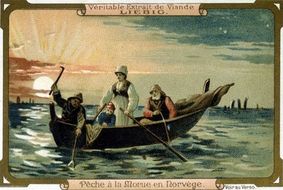 Cod fishing in Norway. Packaging Liebig products by Unknown artist