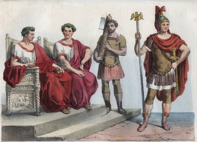 Consul and lictors in ancient Rome - engraving from 