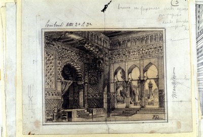 Drawing for the scenery of Scene 3 of Act II of the opera 