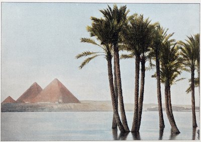 Egypt: the flood Nile and the pyramids of Giza by Unknown artist