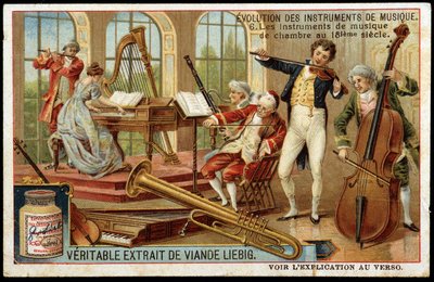 Evolution of musical instruments: chamber musical instruments in the 18th century - chromo Liebig by Unknown artist