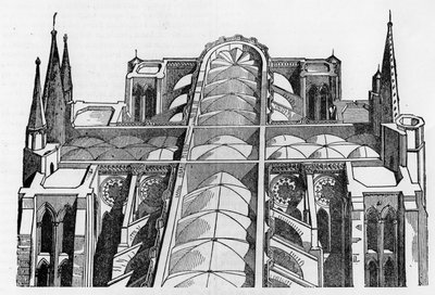 Exterior and upper part of the Cathedrale de Chartres (28) since the fire of June 4 and 5 - in 