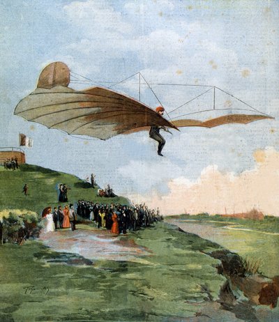 First Gliding Test of Otto Lilienthal (1848-1896), a German Engineer, on His Aircraft in 1894 by Unknown artist