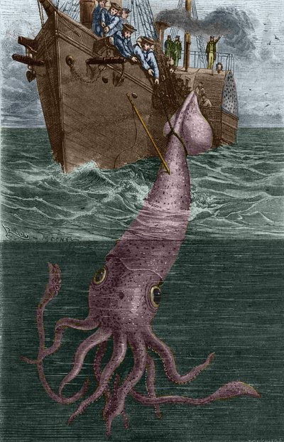 Fishing a Gigantic Squid by the French Corvette l