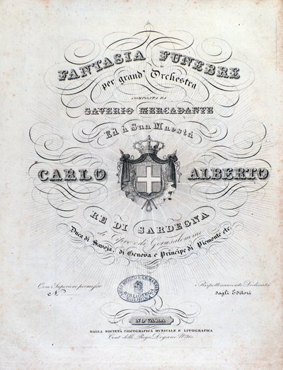 Frontispiece for Fantasia Funebre, orchestral work by Mercadante by Unknown artist