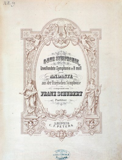 Frontispiece of musical score of Unfinished Symphony by Franz Schubert by Unknown artist