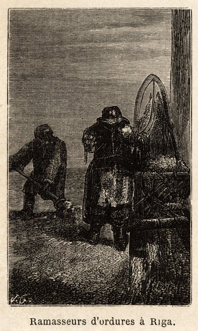 Garbage pickers in Riga. Drawing by Henriet, to illustrate his trip to the Russian Baltic provinces in 1851-54. Engraving in 