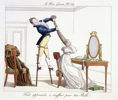 Hairdressing Session: Learning How to Suffer to Be Beautiful - in Le Bon Genre, Early 19th Century by Unknown artist
