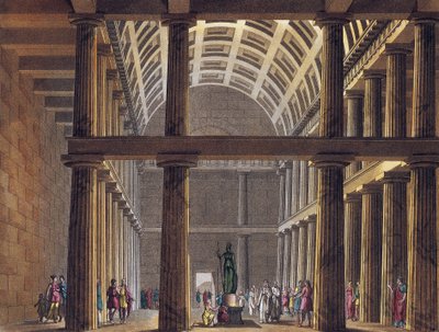 Interior of Parthenon - Statue of the Goddess Athena Inside the Parthenon of Athens, Ancient Greece (Engraving around 1820) by Unknown artist