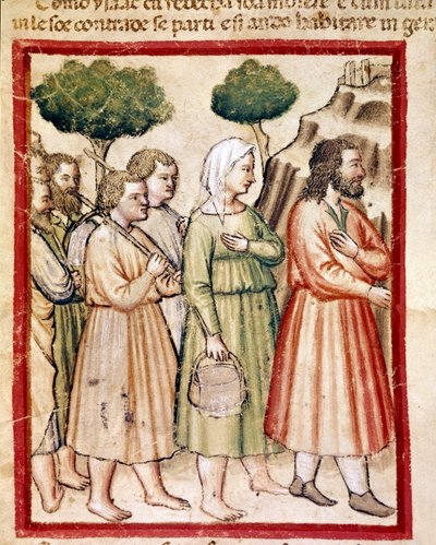 Isaac and his family suffering from famine emigrating to the lands of King Abimelech by Unknown artist