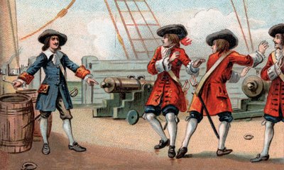 Jean Bart, French naval commander and privateer, threatening to blow up his ship by Unknown artist