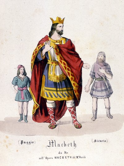 Macbeth character in the opera of the same name by Giuseppe Verdi (1813 - 1901) after the work of William Shakespeare. 1847. Engraving by Unknown artist