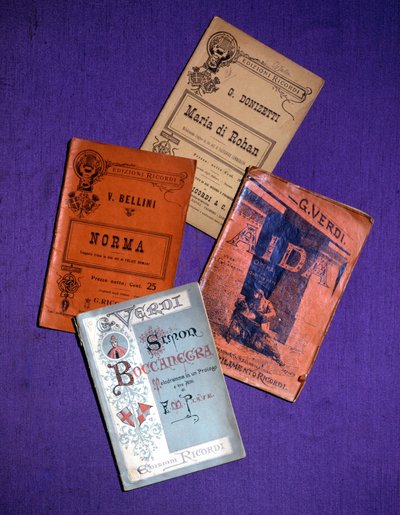 Opera booklets (Giuseppe Verdi, Vincenzo Bellini, Gaetano Donizetti) by Unknown artist