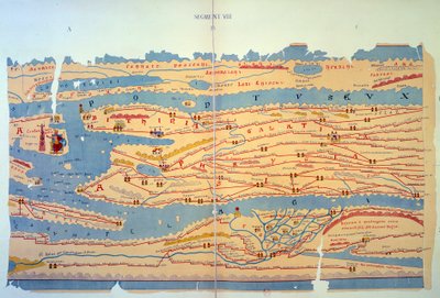 Peutinger Table Representing the Roman Ways in Egypt and Turkey. Road Map of the 13th Century Based on a Map of the Roman Empire of the 3rd Century by Unknown artist