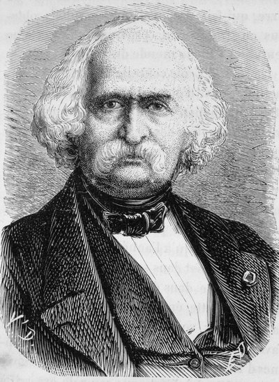 Portrait of Auguste Perdonnet, civil engineer. Engraving in 