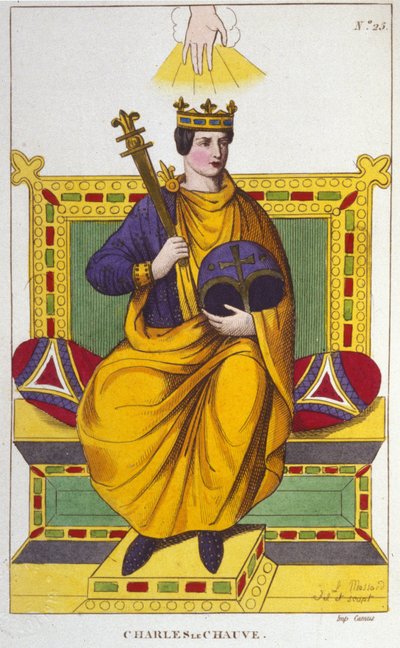Portrait of Charles II the Bald, King of France (823 - 877) (engraving from 1830) by Unknown artist