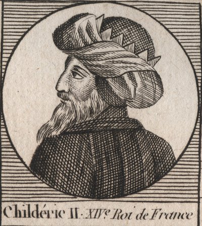 Portrait of Childeric II, King of the Franks from 670 to 673 - engraving from 