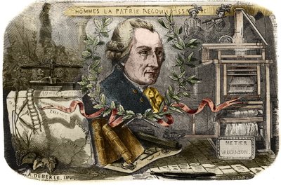 Portrait of Jacques de Vaucanson, French Mechanic and Inventor of Automatons. Engraving from 1857 in 