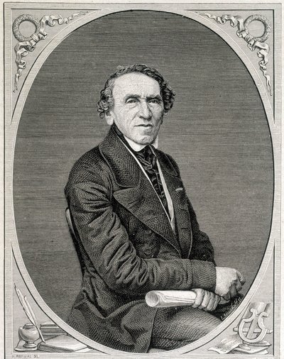 Portrait of Jakob Liebmann Beer, known as Giacomo Meyerbeer, German composer. Engraving 19th century by Unknown artist