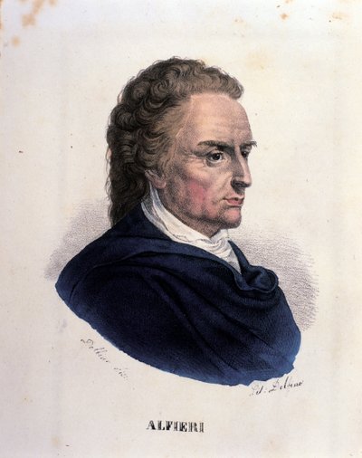Portrait of the Italian poet and playwright Vittorio Alfieri (1749-1803). Engraving of the 19th century by Unknown artist