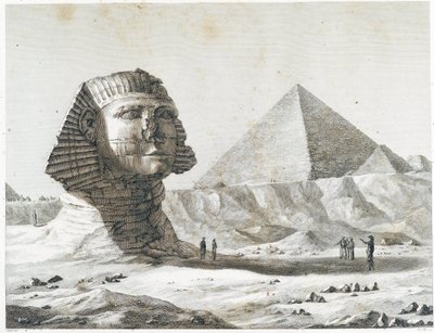 Pyramids of Giza: view of Sphinx and the Great Pyramid, taken from the southeast - in 