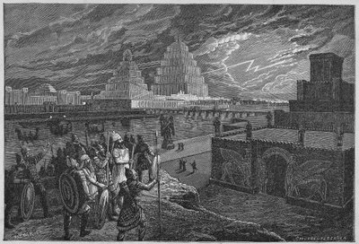 Reconstruction of the temples and palaces along the river of Babylon by Unknown artist