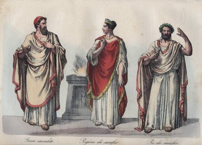 Religion in ancient Rome - Roman priest - Regina sacrorum - Rex Sacrorum (rex sacrificulus) - engraving from 