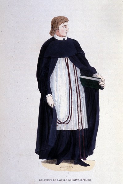 Religious of the Order of the Holy Sepulchre. Engraving from an Album on Religious Orders, Paris by Unknown artist