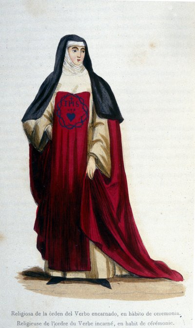 Religious of the Order of the Verb Incarnate in Ceremonial Dress. Engraving from an Album on Religious Orders, Paris by Unknown artist
