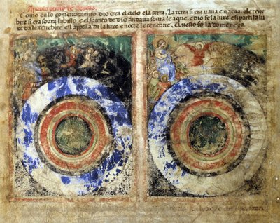 Representation of the Creation of the World. Genesis. Miniature from Codex 212 (or Padovano Codice or Bible of Padua) 1390-1400, Rovigo, Accademia dei Concordi by Unknown artist