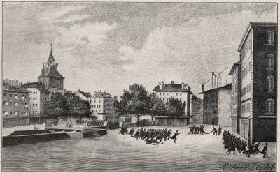 Revolution of Geneva from 7 to 8 October 1846: Defense of St Gervais on 7 October 1846 - View of Place de Bel Air and Ponts-de-l