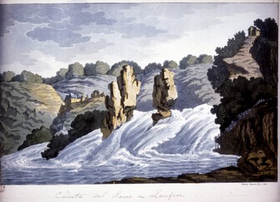Rhine Waterfall in Laufen, Germany (engraving from the beginning of the 19th century) by Unknown artist