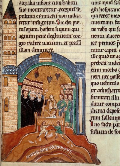 Saint Hugues de Cluny, Abbot of Cluny, Rescues a Dead Man in Paris. Miniature from a Historical and Liturgical Collection by Unknown artist