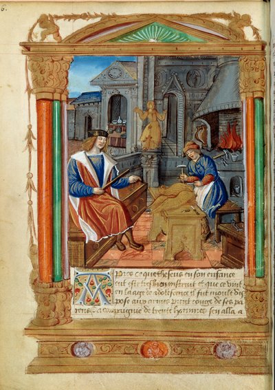 A Master Controls the Work of His Apprentice (Miniature from Roman de Theseus de Cologne et de Godifer) by Unknown artist