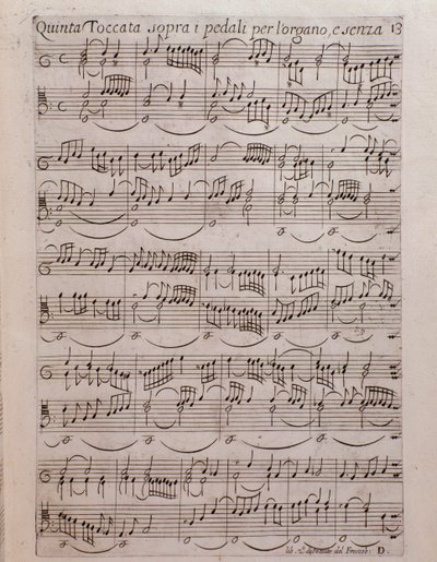 Sheet music page of Second book of toccate by Girolamo Frescobaldi by Unknown artist