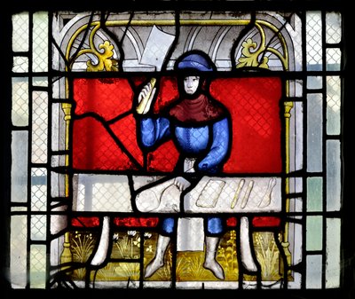 Stained Glass Window Showing a Butcher at Work, End 15th-Beginning 16th Century - Chapel Sainte Claude of the Church Collegiale Notre-Dame de Semur-en-Auxois, Burgundy by Unknown artist
