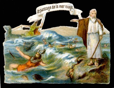 The passage of the Red Sea (Moses) - Chromolithography of the 19th century by Unknown artist
