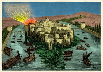 The Siege of Paris in 845 by the Vikings with Ragnar Lodbrok at Their Head by Unknown artist