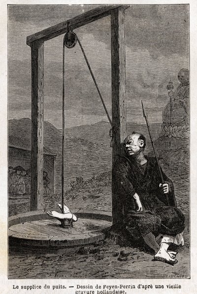 The torment of the well, the victim, head down, is hanged in a cistern, which is closed with boards to make it completely obscure, death does not lead to the supplicy until after about ten days, this torment was very used against Japanese Christians who re by Unknown artist