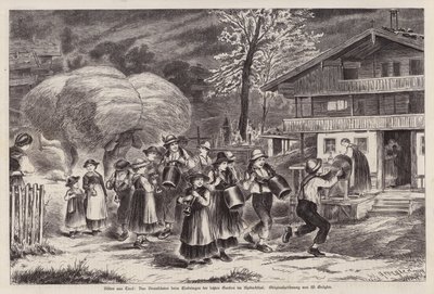 Traditional Ringing of Cowbells to Celebrate the Bringing in of the Last of the Harvest in the Alpbachtal, Tyrol, Austria by Unknown artist