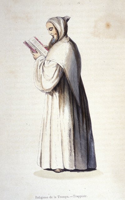Trappist monk, order of Citeaux observing the reformed rule of the Trappe instituted in 1664 by Rancé. Engraving of the 19th century. by Unknown artist