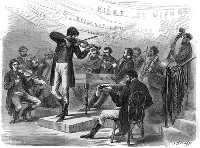 Universal exhibition: Gypsy musicians from the Austrian section. Engraving in 