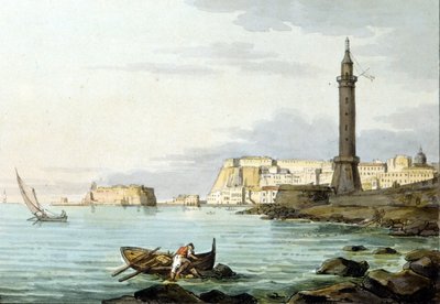 View of Naples from the port. On the left stands the Castel dell