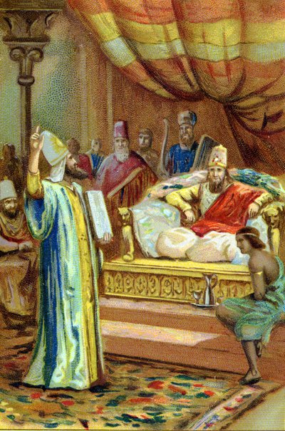 Zarathustra at the Court of the King of Bactres. Chromolithograph of the 19th Century by Unknown artist